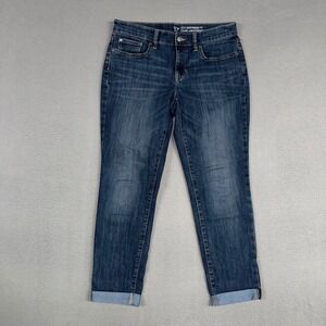 Gap Jeans Womens 6 (Fits 32) Blue Sexy Boyfriend Cuffed Stretch Distressed Denim